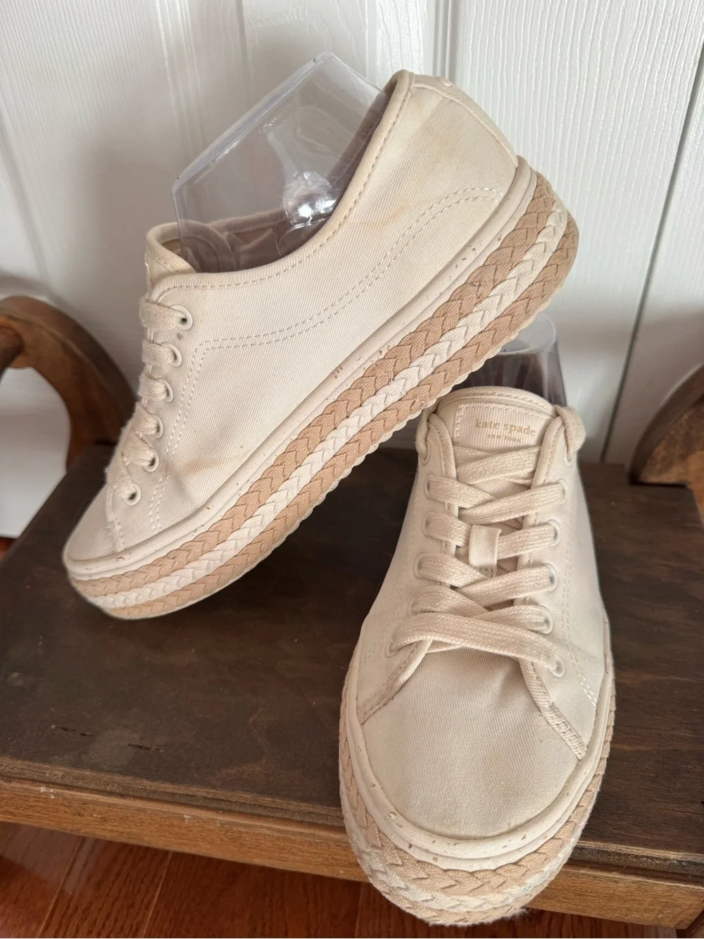Kate Spade Cream Canvas Platform Espadrille Sneakers